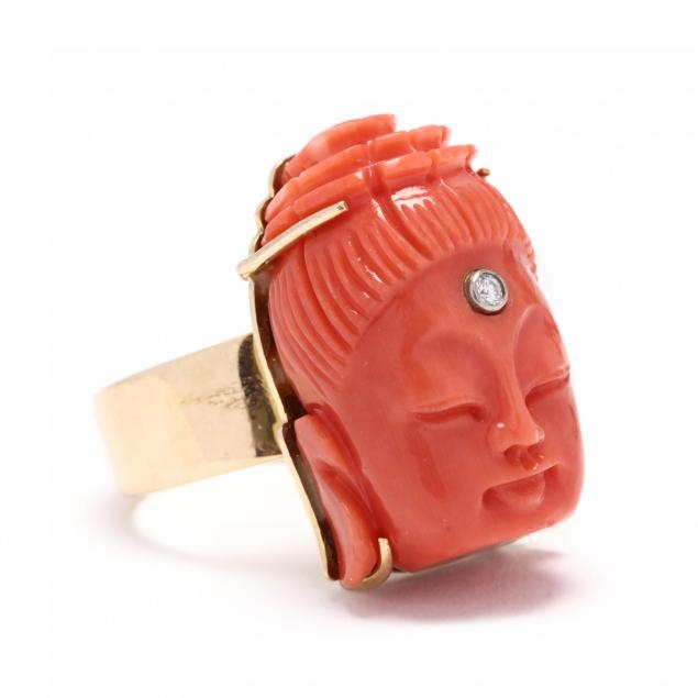 14kt-gold-and-coral-buddha-ring
