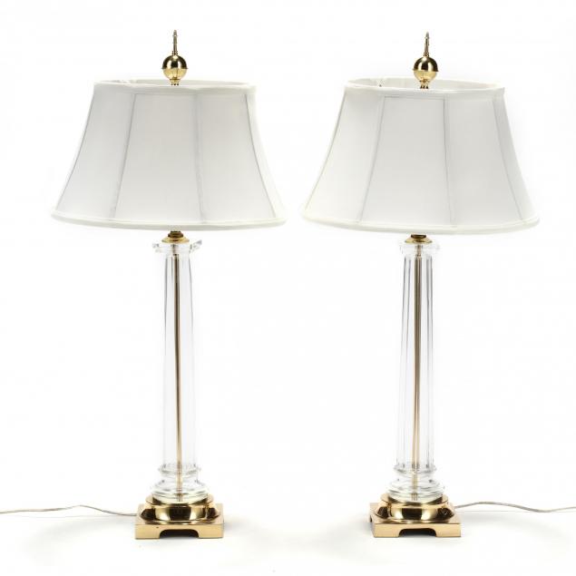 pair-of-brass-and-glass-columnar-table-lamps