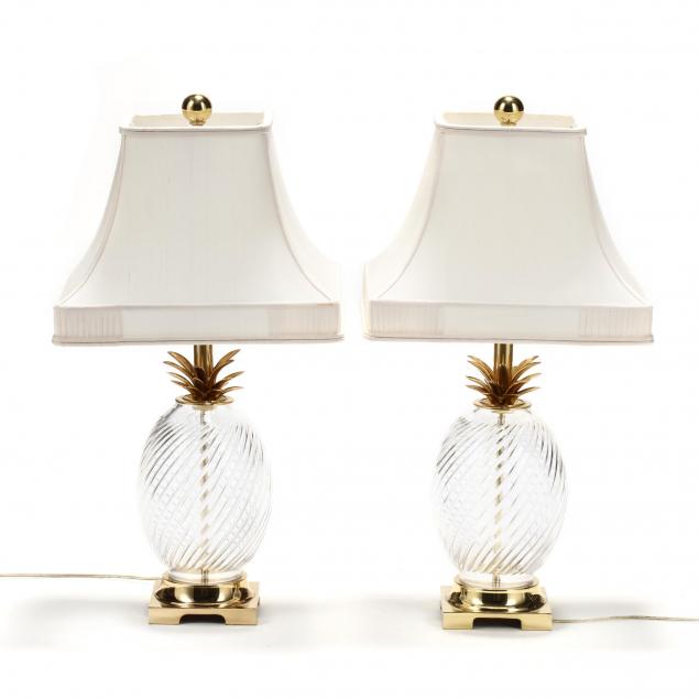 pair-of-crystal-and-brass-pineapple-form-table-lamps
