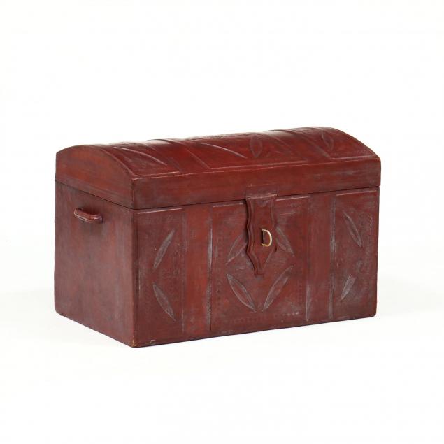 tuareg-tooled-red-leather-trunk
