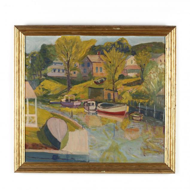 framed-vintage-painting-of-riverboats