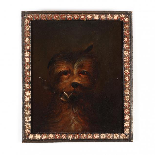 antique-whimsical-portrait-of-a-terrier-smoking-a-pipe