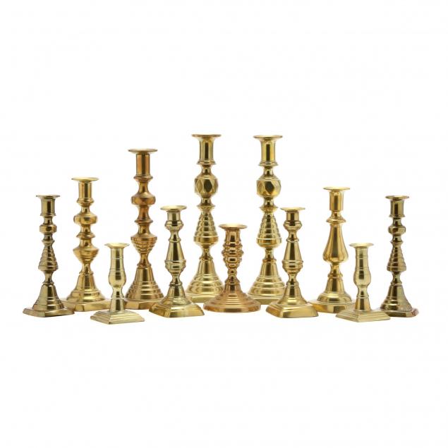 twelve-antique-brass-push-up-candlesticks