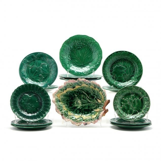 14-antique-majolica-leaf-dishes