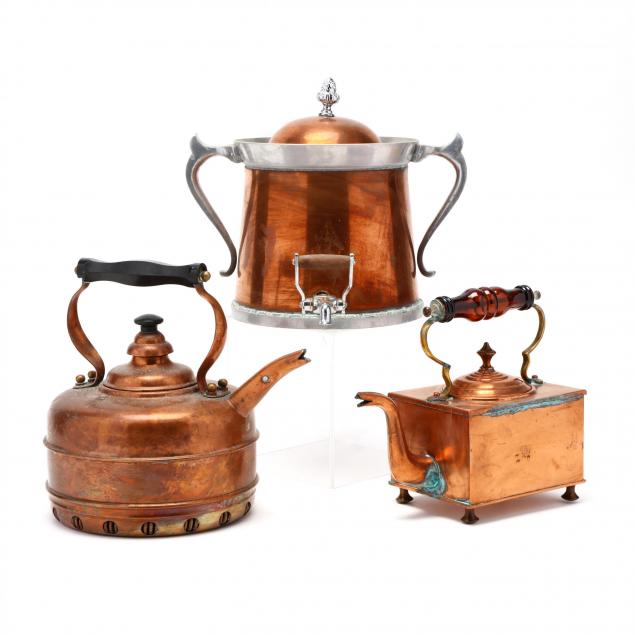 two-copper-kettles-and-a-water-dispenser