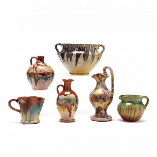 a-group-of-six-nc-pottery-attributed-cc-cole