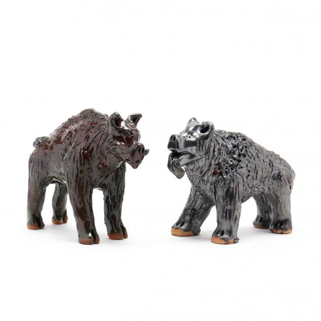 nc-folk-pottery-billy-ray-hussey-two-animal-figures