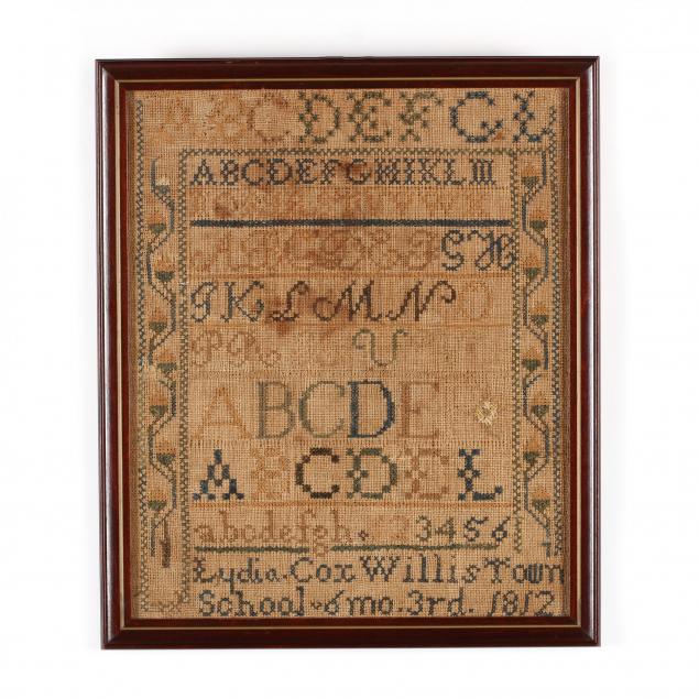 lydia-cox-s-band-sampler-dated-1812-pennsylvania