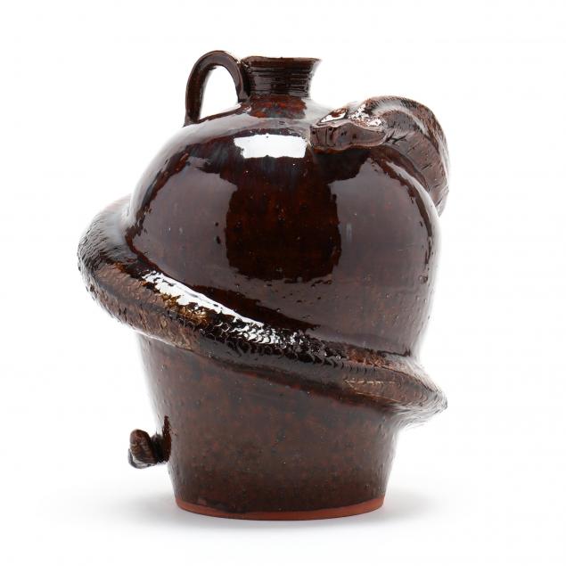 western-nc-folk-pottery-albert-hodge-snake-jug