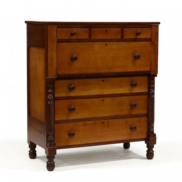 southern-sheraton-cherry-and-maple-chest-of-drawers