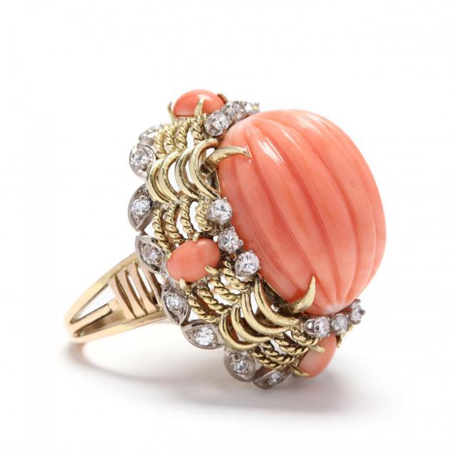 18kt-gold-coral-and-diamond-ring