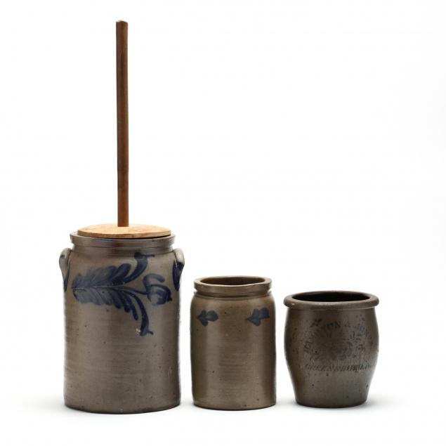 three-american-stoneware-jars