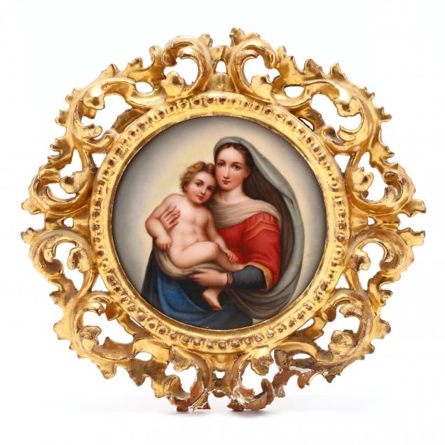 an-italian-porcelain-plaque-of-the-sistine-madonna-after-raphael
