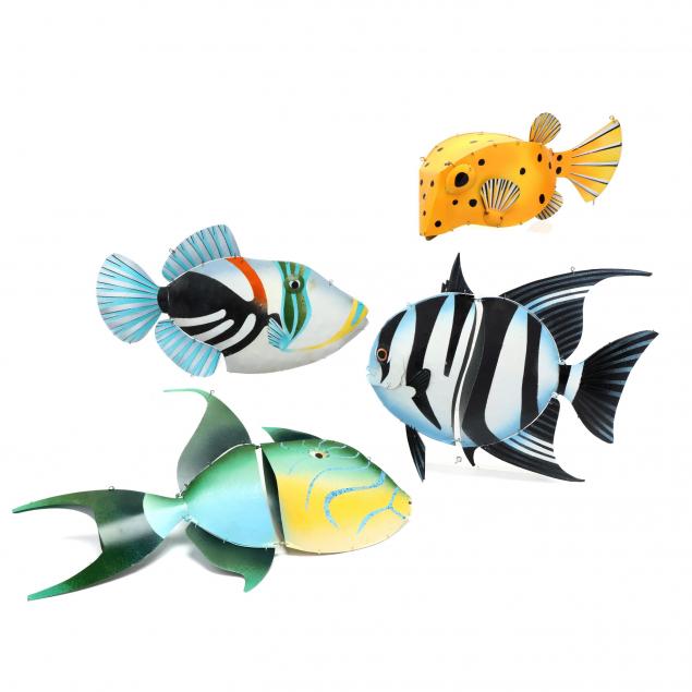 michael-van-hout-20th-century-four-painted-fish-sculptures