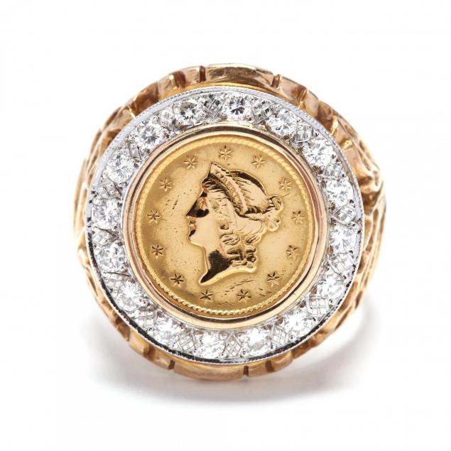 10kt-gold-gold-coin-and-diamond-ring