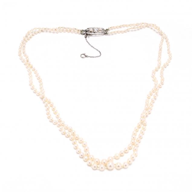 double-strand-pearl-and-diamond-neckalce