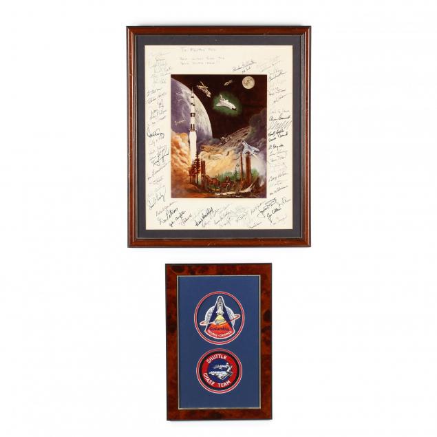 nasa-shuttle-team-autographed-poster-and-two-patches