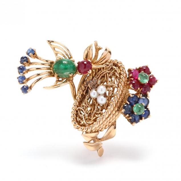 18kt-gold-and-gem-set-bird-brooch-french