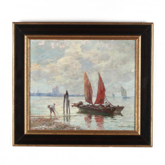 italian-school-circa-1900-sailboats-and-fishermen-in-venice