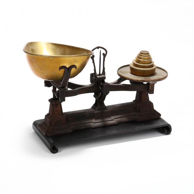 antique-iron-and-brass-counter-top-scale