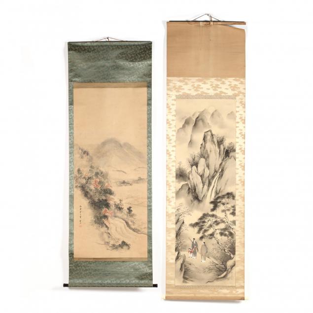 two-japanese-hanging-scroll-paintings