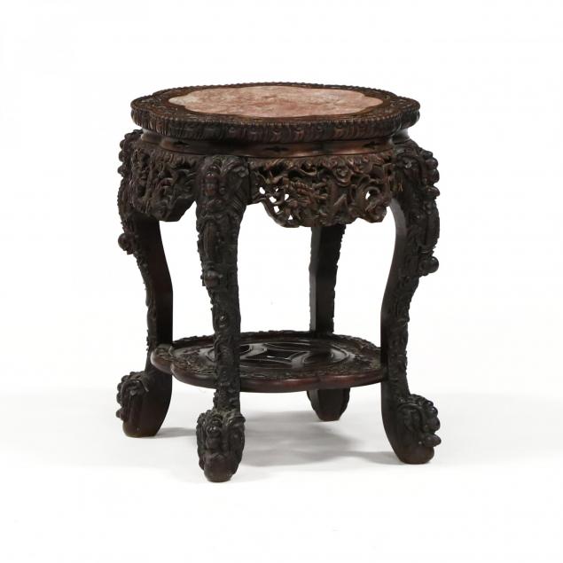 antique-chinese-carved-hardwood-marble-top-low-table