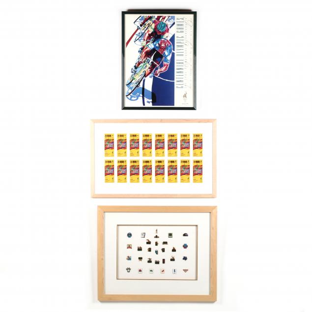 framed-collection-of-olympic-pins-tickets-and-a-poster-atlanta-1996