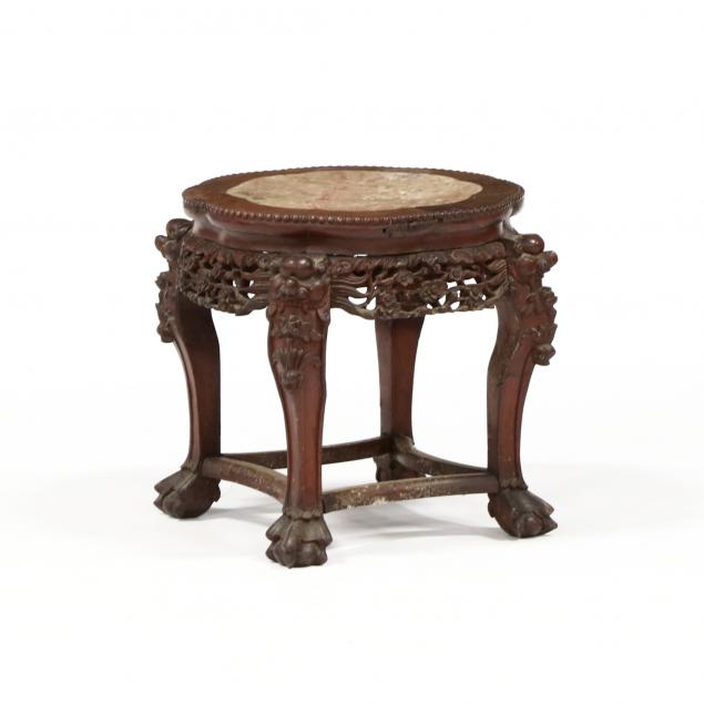 antique-chinese-carved-marble-top-hardwood-low-table