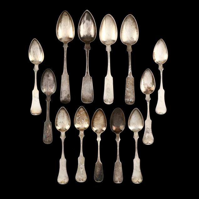 thirteen-american-coin-silver-sterling-silver-silverplate-spoons