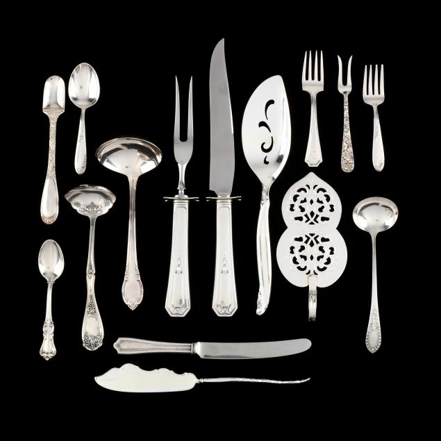 group-of-sterling-silver-silverplate-flatware