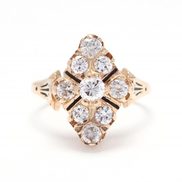14kt-gold-diamond-and-enamel-ring