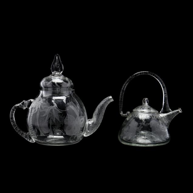 two-etched-art-glass-teapots