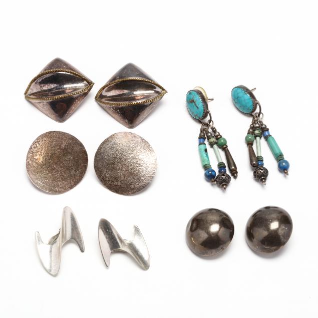 group-of-silver-earrings