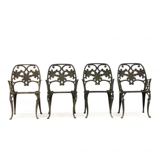 four-vintage-aluminum-garden-armchairs