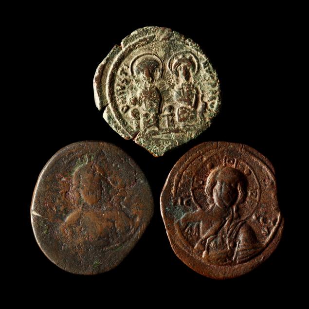 three-byzantine-bronze-coins