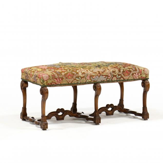 italian-baroque-style-carved-walnut-upholstered-bench