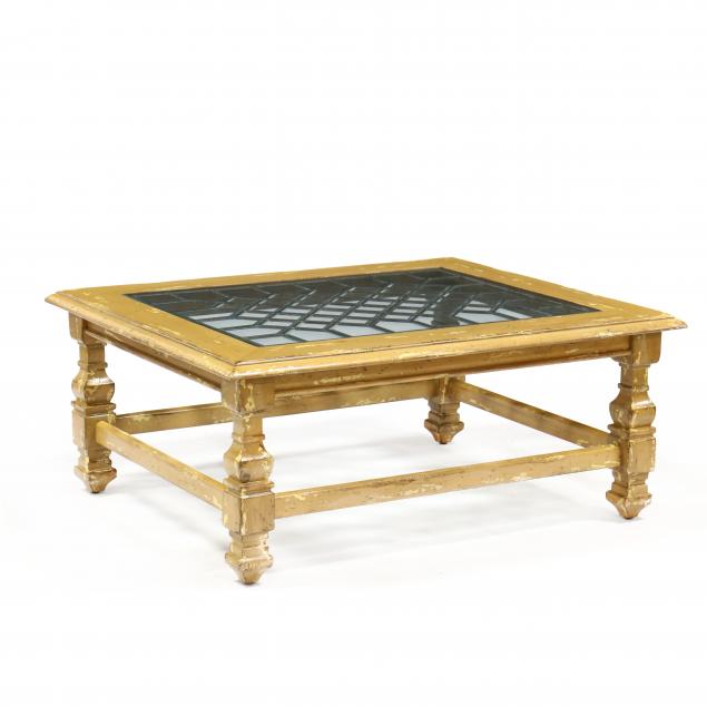 contemporary-pine-and-leaded-glass-coffee-table