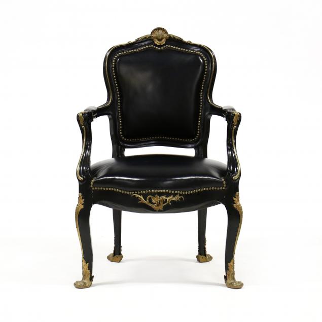 louis-xv-style-leather-and-ormolu-mounted-fauteuil