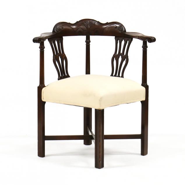 chippendale-style-carved-mahogany-corner-chair