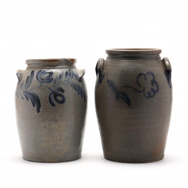 two-antique-pottery-stoneware-jars