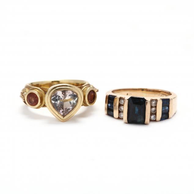 two-gold-and-gem-set-rings