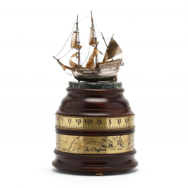 boehm-mayflower-silver-ship-rotary-clock