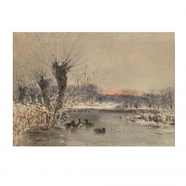 octave-alfred-saunier-french-1838-1889-mallards-in-a-winter-landscape