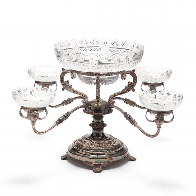 georgian-style-silverplate-and-cut-glass-epergne