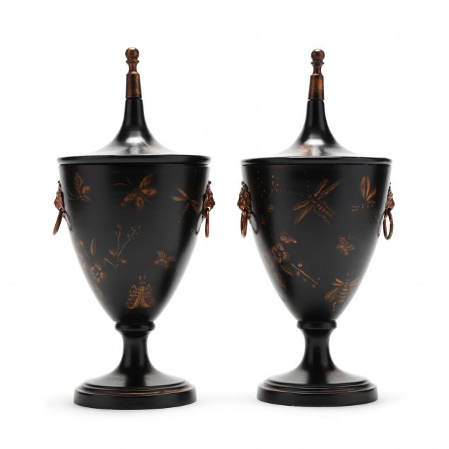 pair-of-contemporary-toleware-mantel-urns