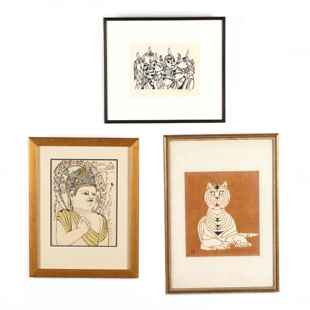 three-japanese-woodblock-prints-by-ini-kumo-and-sadao-watanabe