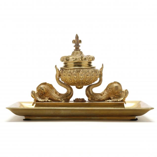 antique-figural-gilt-brass-ink-stand