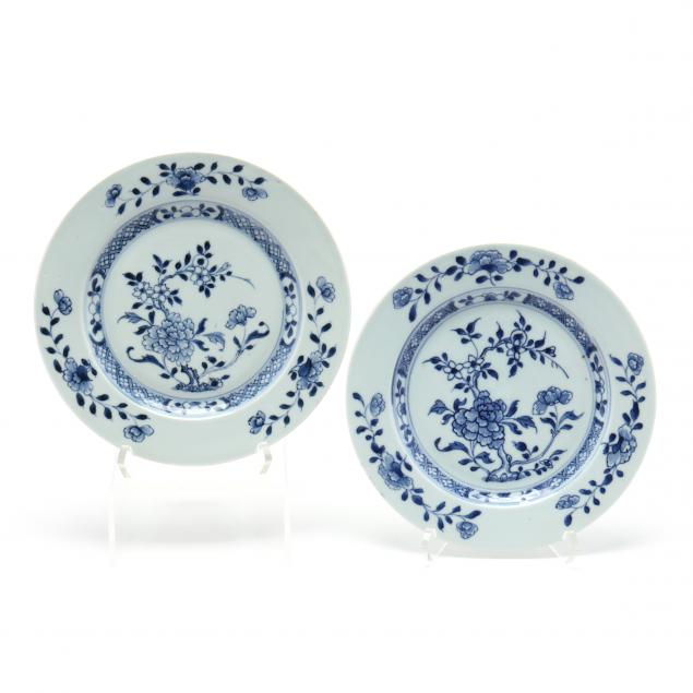 two-chinese-blue-and-white-nanking-cargo-plates