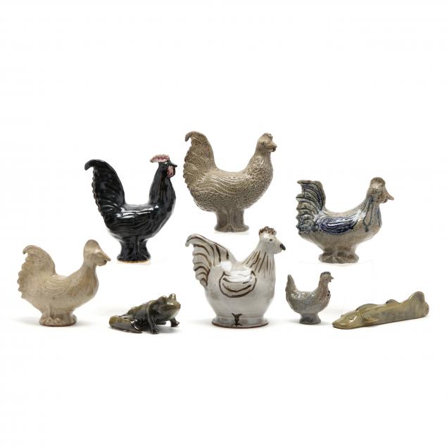nc-folk-pottery-eight-jugtown-charles-moores-animals