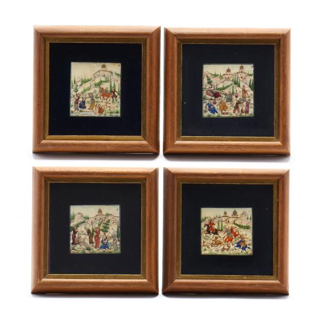 four-miniature-persian-paintings